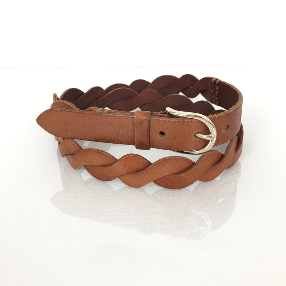 Women’s Thin Brown Twisted Braided Leather Belt Preppy